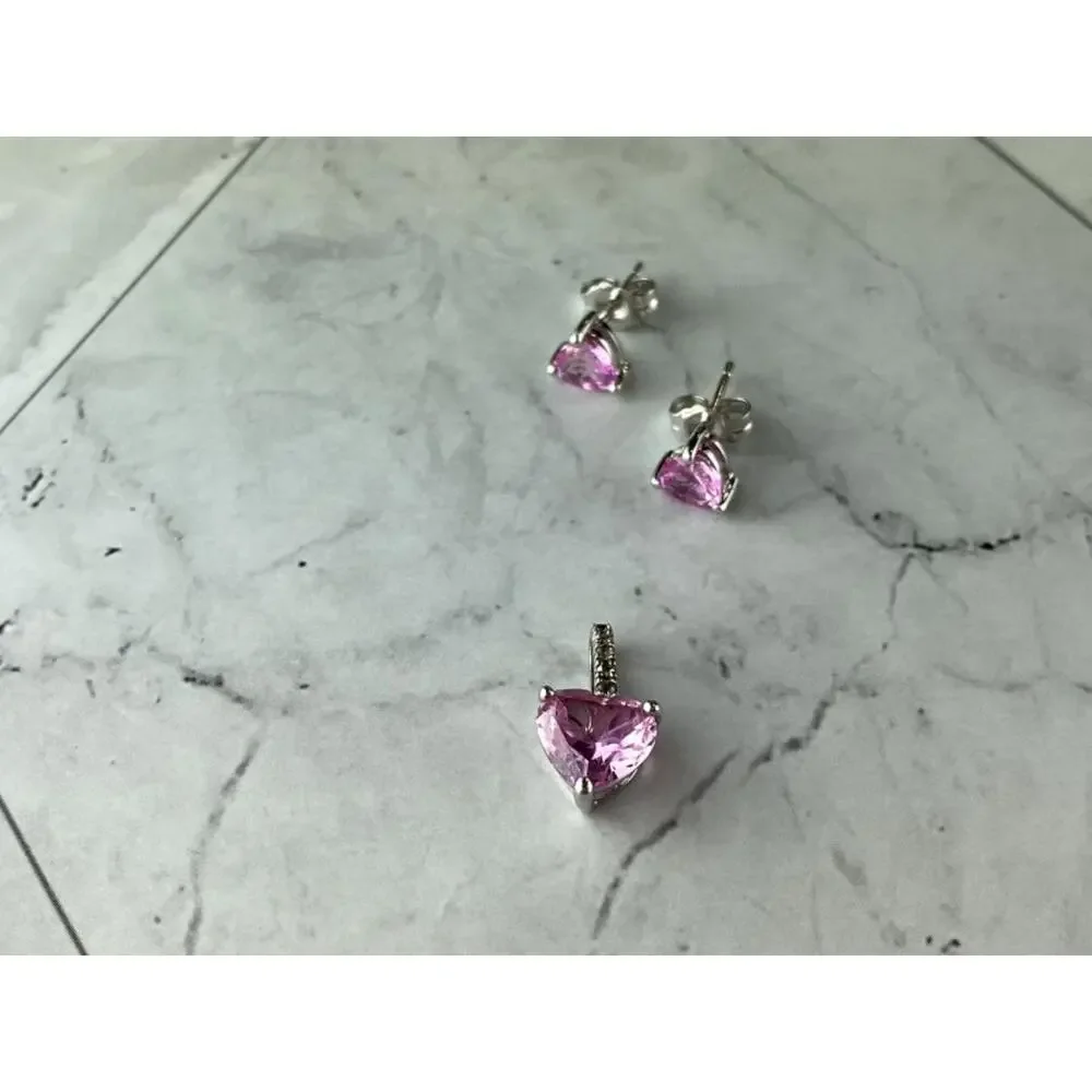 925 Sterling Silver Morganite and CZ 